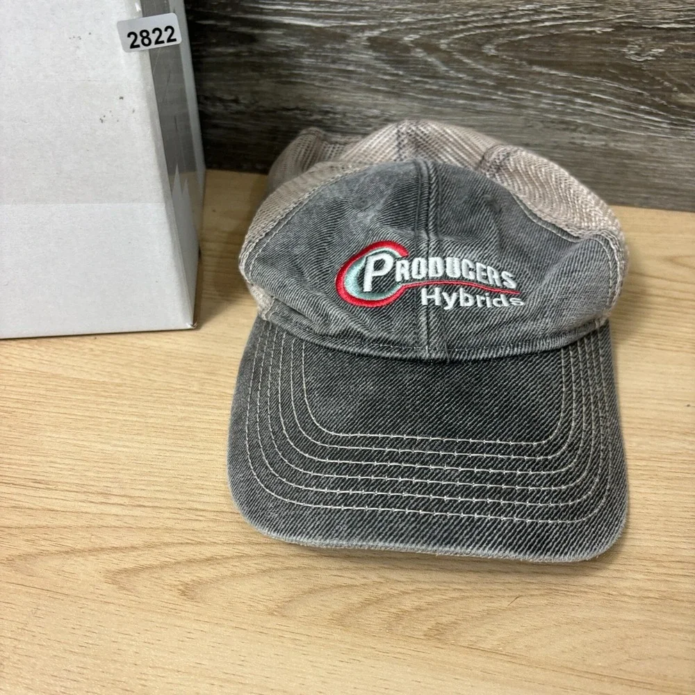 Producers Hybrids Hat Cap Strap Back Gray Farming Seed One Size‎ Adjustable